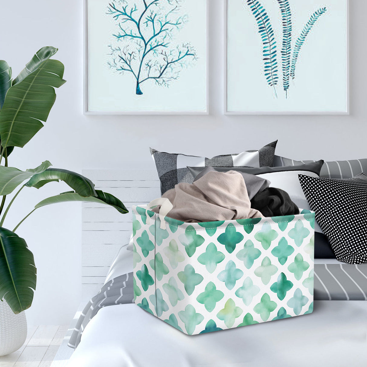 Green Leaf Collapsible Storage Basket