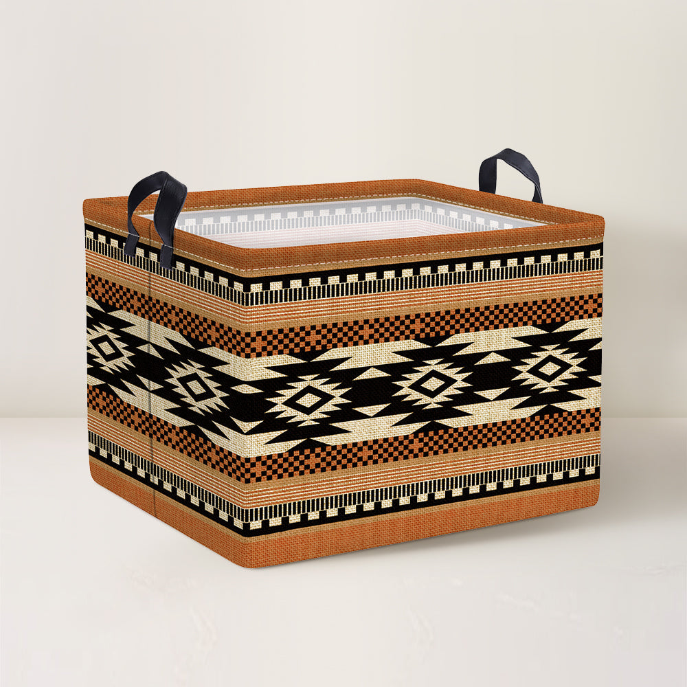 Brown Geometric Collapsible Storage Basket