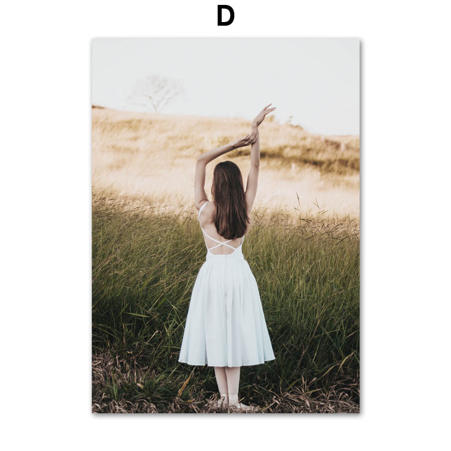 Cactus Sea Starfish Palm Leaf Girl Bus Wall Art Canvas Painting Nordic Posters And Prints Wall Pictures For Living Room Decor