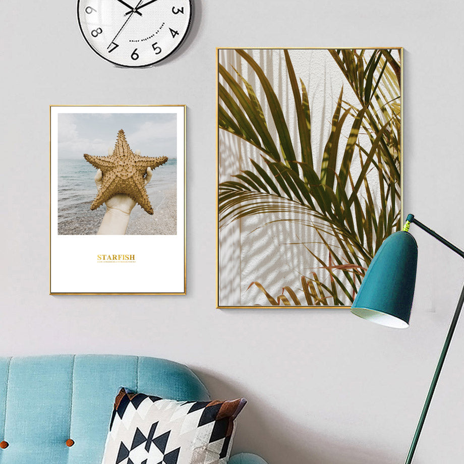 Cactus Sea Starfish Palm Leaf Girl Bus Wall Art Canvas Painting Nordic Posters And Prints Wall Pictures For Living Room Decor