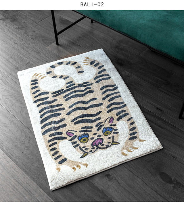 Carton Tiger Orange Ground Bedroom Mat