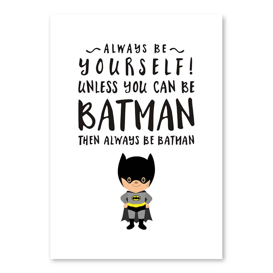 Kids Cartoon Superhero Batman Superman Wall Art Poster Print