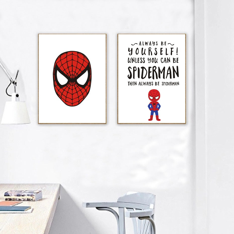 Kids Cartoon Superhero Batman Superman Wall Art Poster Print