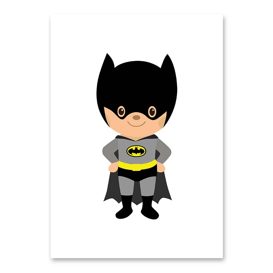 Kids Cartoon Superhero Batman Superman Wall Art Poster Print