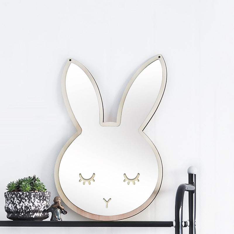 Children Decorative Mirror Baby Room Rabbit Bowknot Wall Frame Creative Home Art Decoration