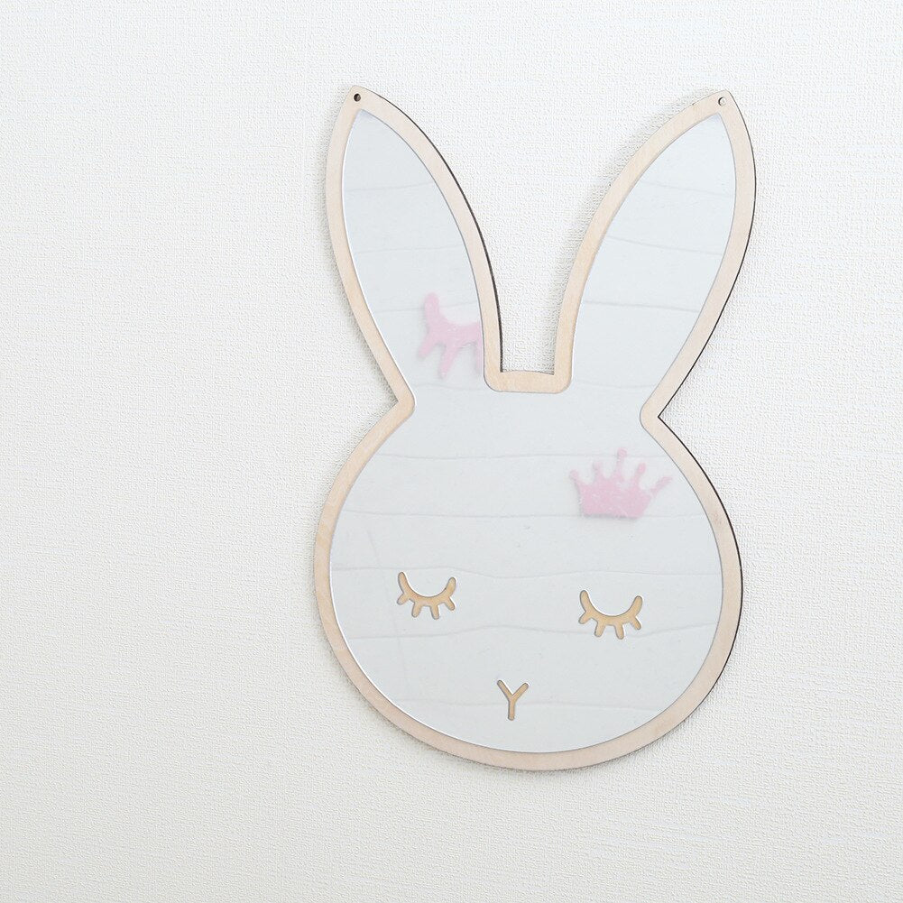 Children Decorative Mirror Baby Room Rabbit Bowknot Wall Frame Creative Home Art Decoration