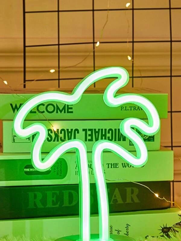 Green Color Coconut Tree Shaped Night Light 1pc