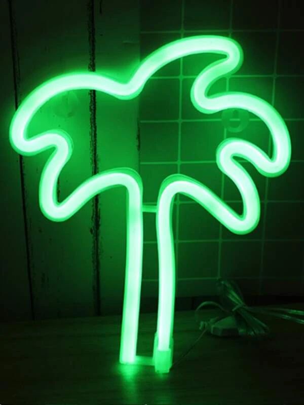 Green Color Coconut Tree Shaped Night Light 1pc