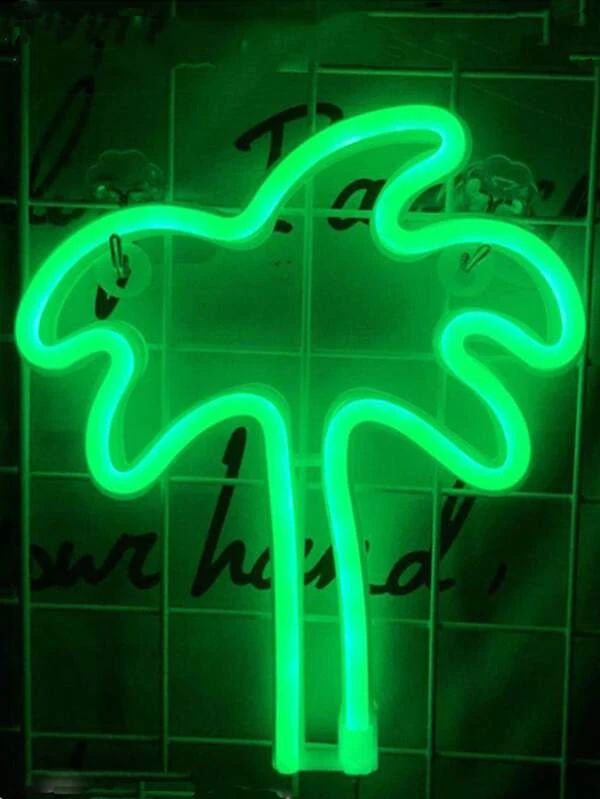 Green Color Coconut Tree Shaped Night Light 1pc