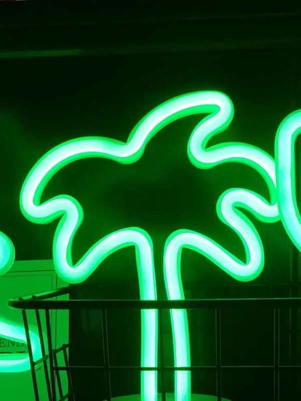 Green Color Coconut Tree Shaped Night Light 1pc