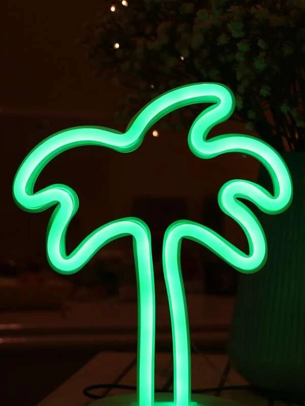 Green Color Coconut Tree Shaped Night Light 1pc