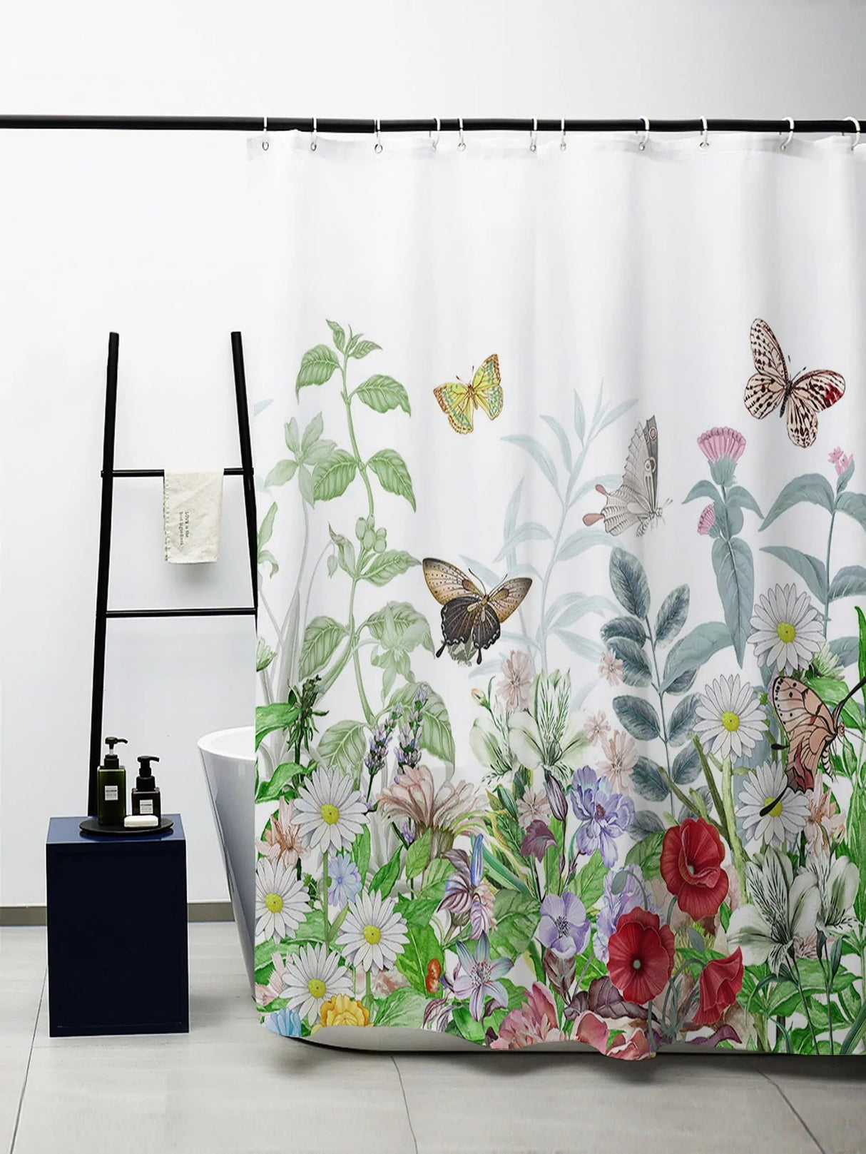 Feblilac Green Texture of Marble Shower Curtain with Hooks, Animal Bathroom Curtains with Ring, Unique Bathroom décor, Boho Shower Curtain, Customized Bathroom Curtains, Extra Long Shower Curtain