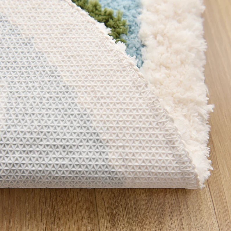 Country Style Cute Flowers Blue Bath Mat