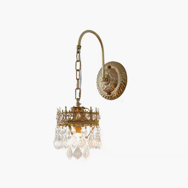 French Crown Crystal Wall Lamp