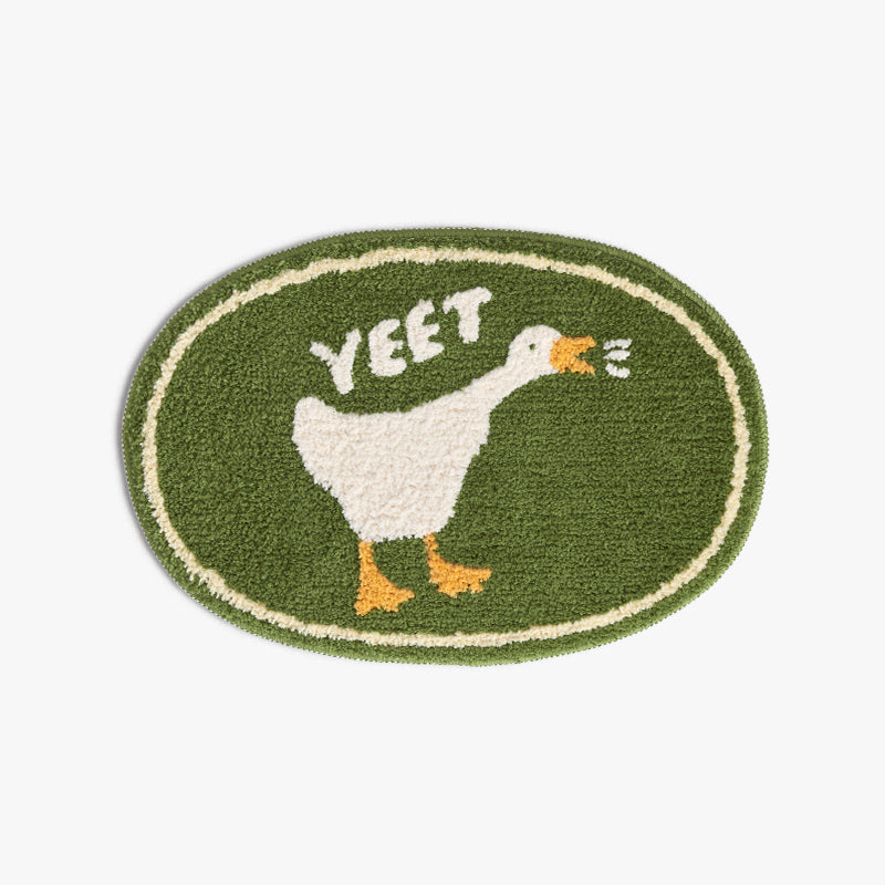Cute Little Duck Bath Mat, Green Bathroom Rug, Water-Absorbent Mat for Bath Shower, Cute Bedroom Mat