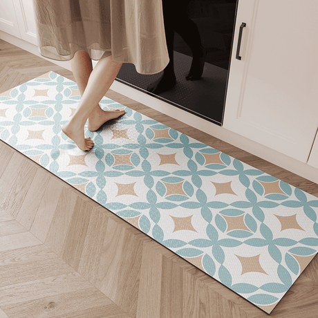 Cyan Morocco Pattern Kitchen Mat
