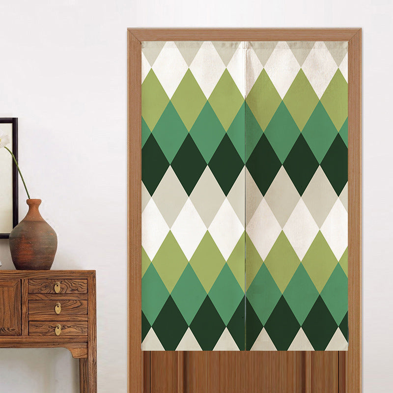 Yellow and Green Rhombus Door Curtain