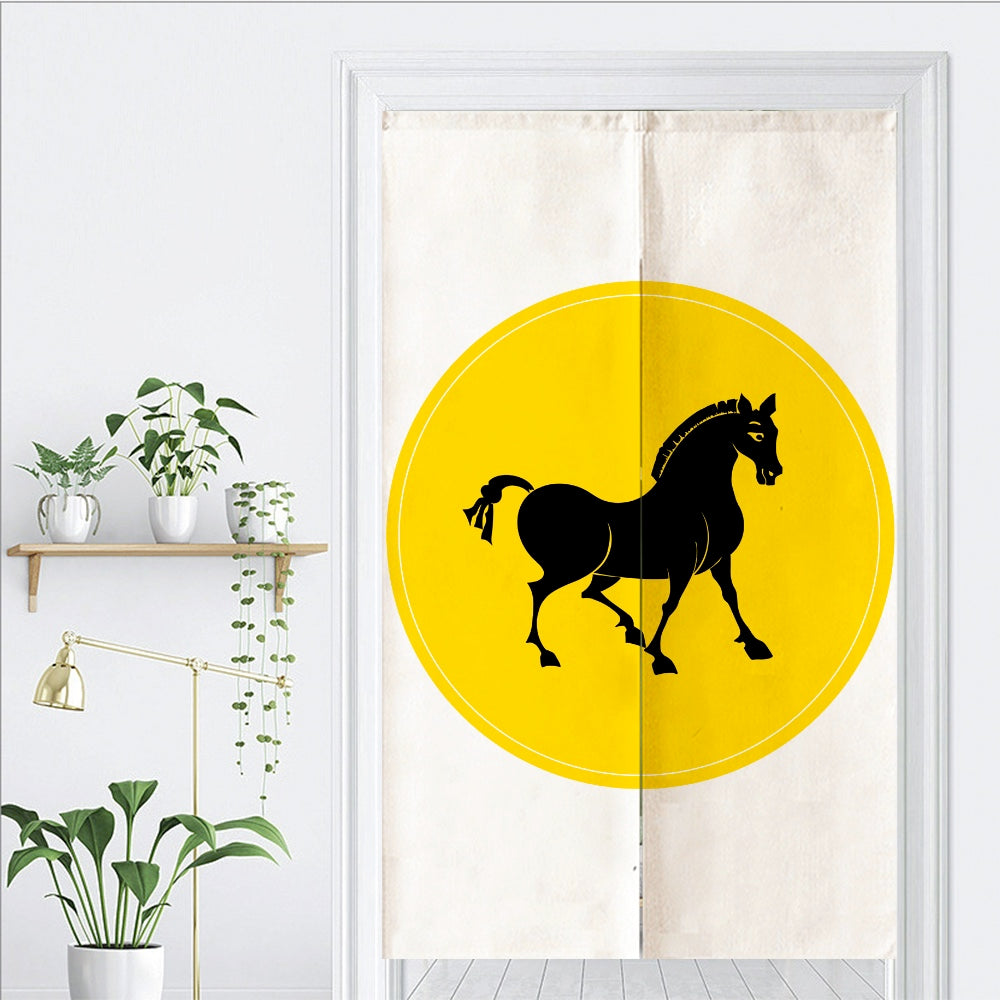 Black Horse Door Curtain