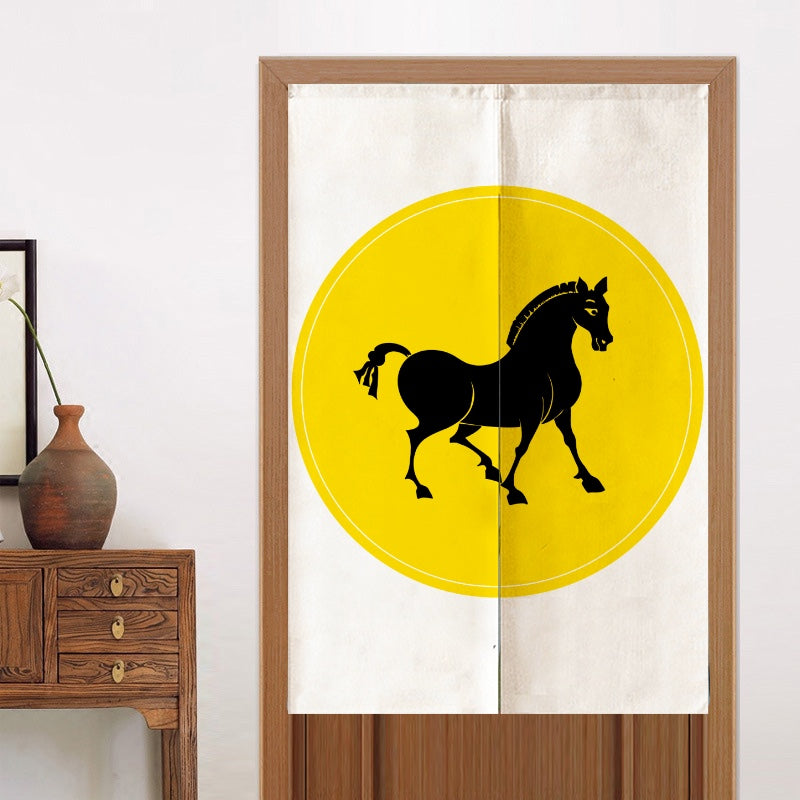 Black Horse Door Curtain