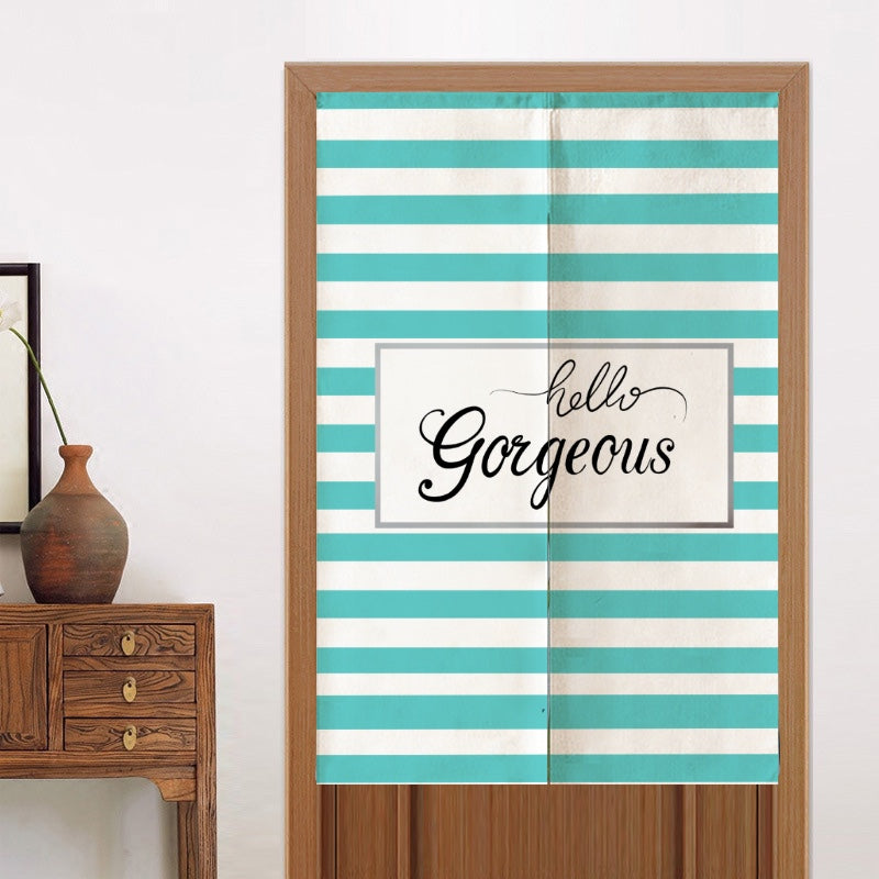 Hello Gorgeous Blue Stripe Door Curtain