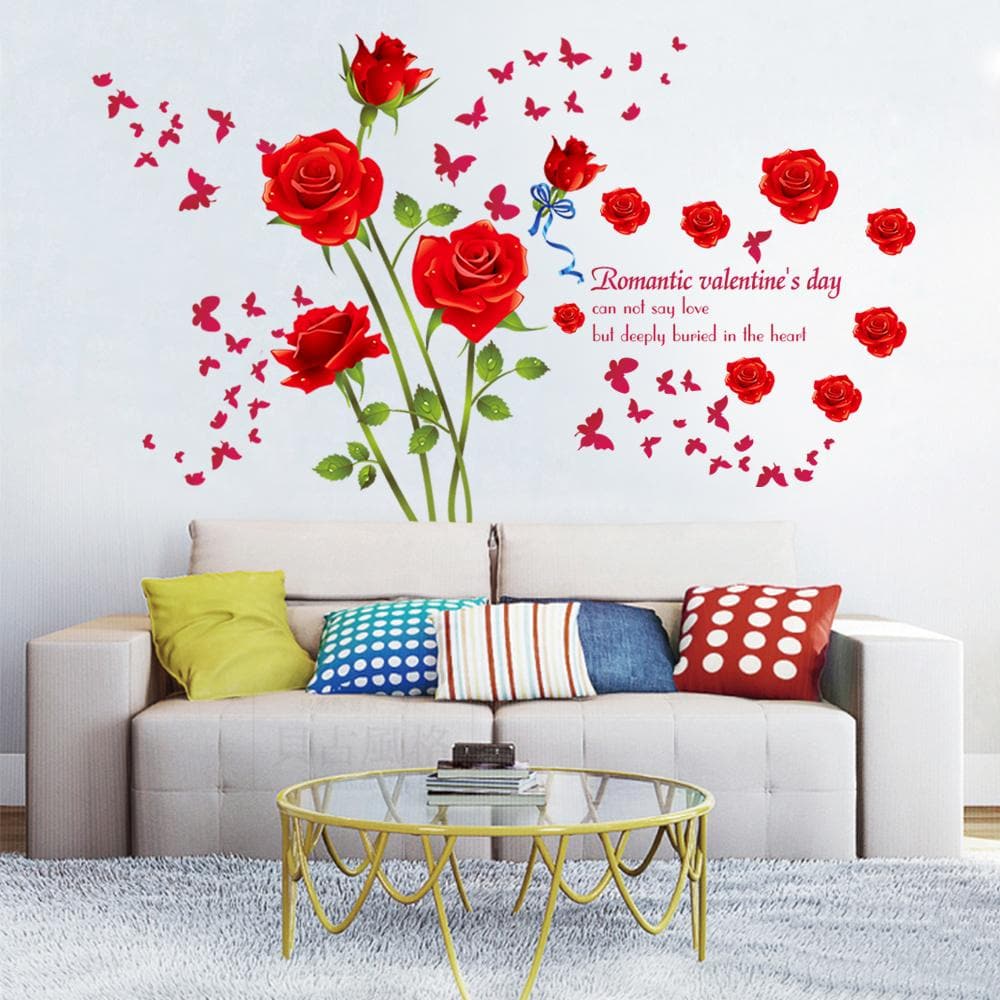 Red Rose Wall Decals