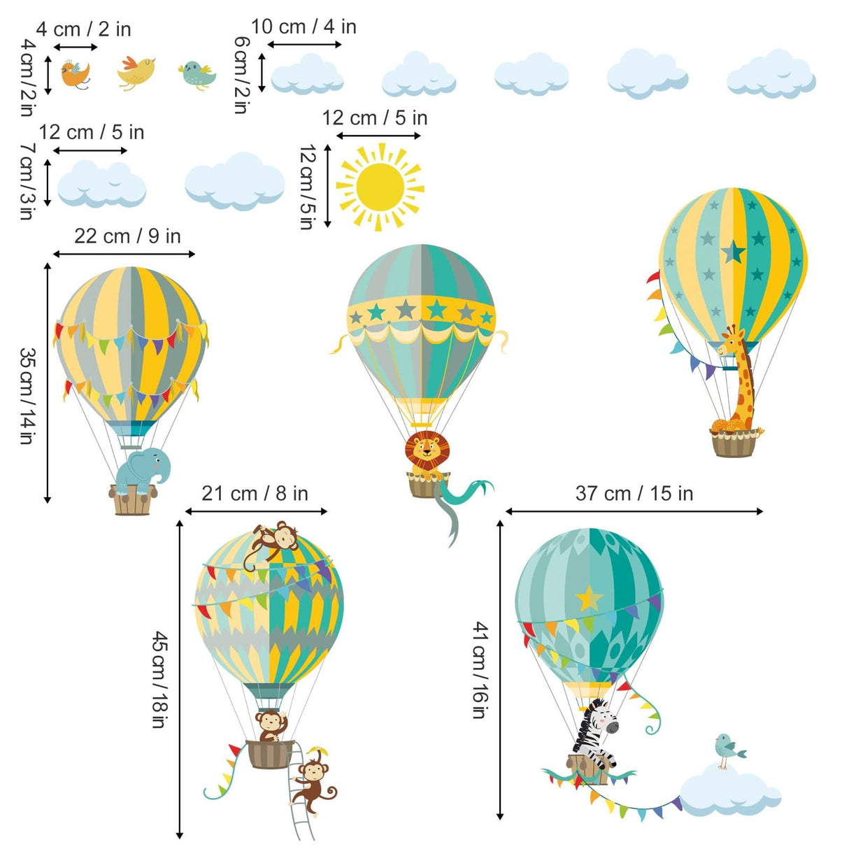 Hot Air Balloons Wall Decals