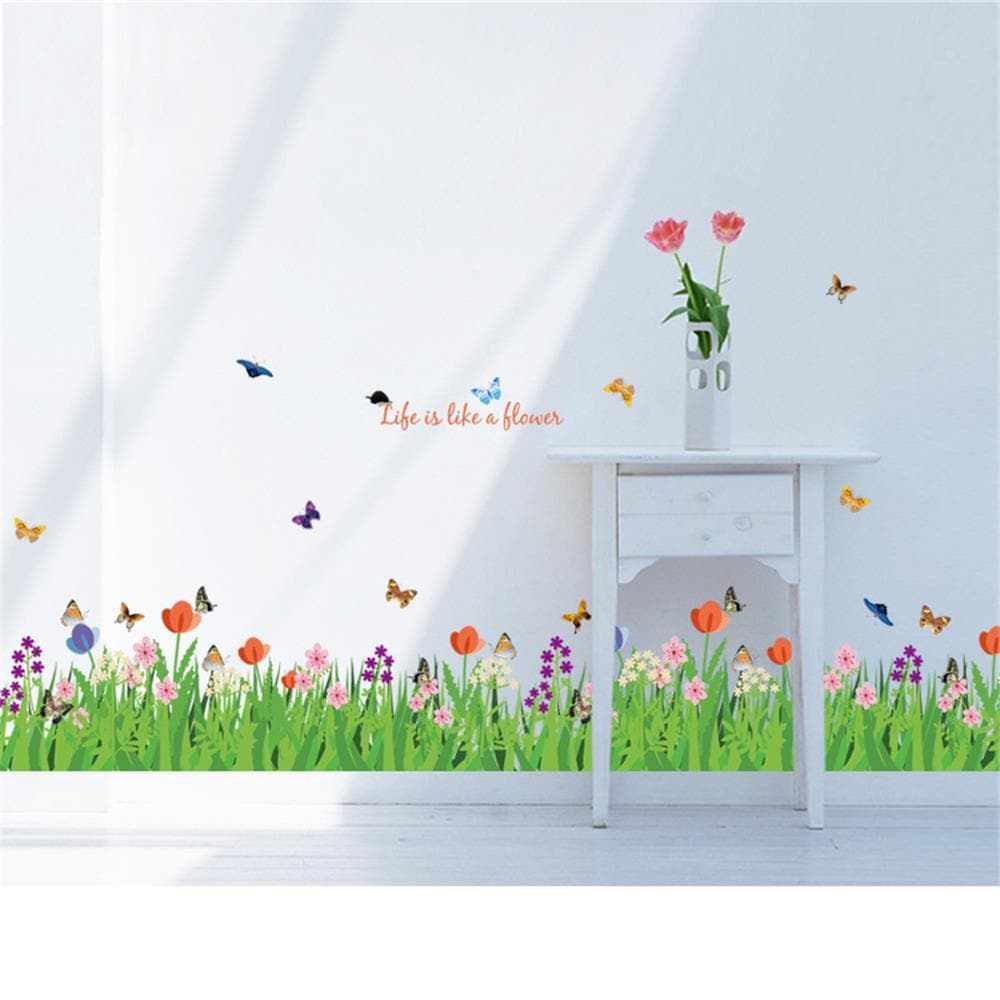 Flowers Butterflies Wall Corner Decals