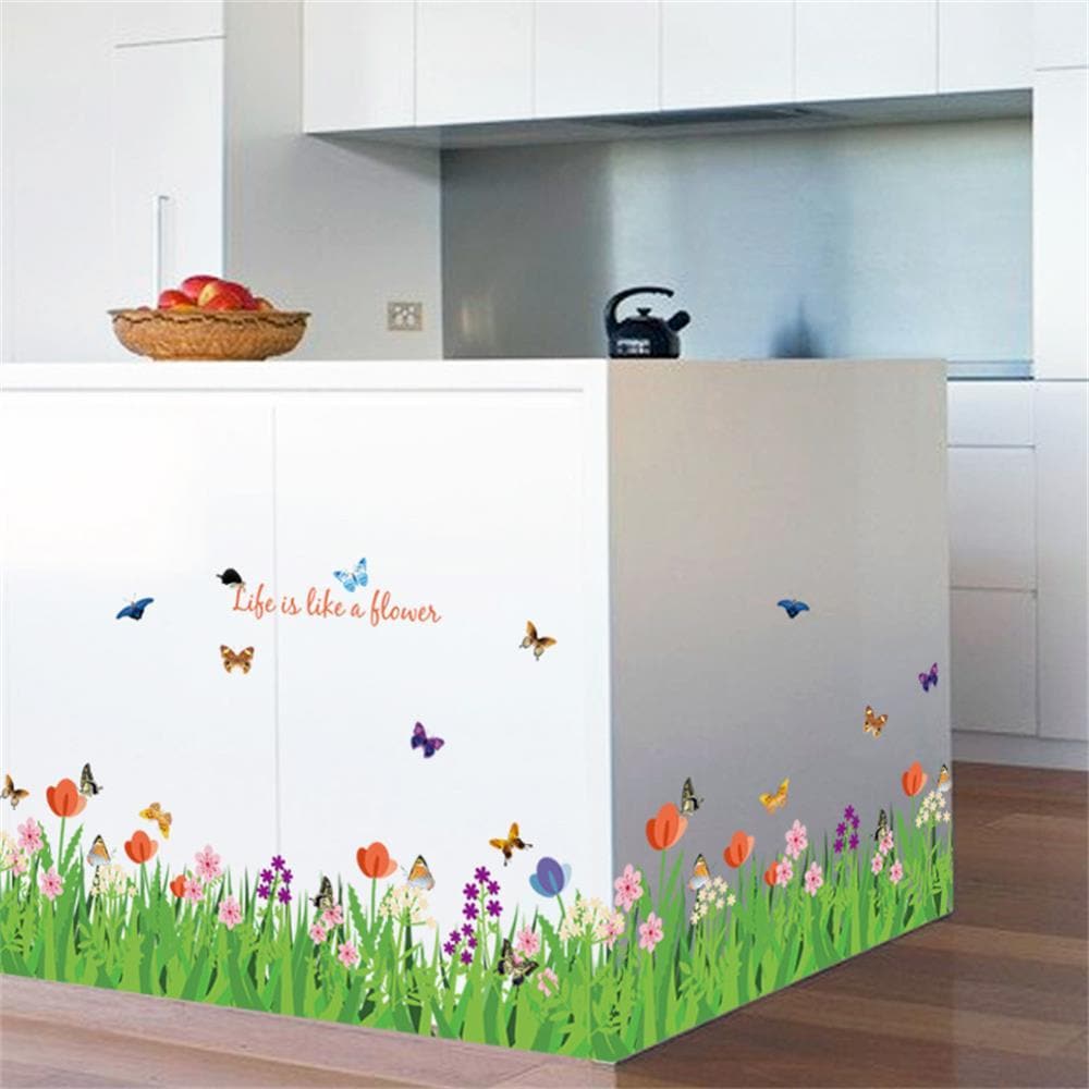 Flowers Butterflies Wall Corner Decals