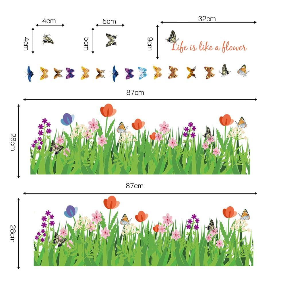 Flowers Butterflies Wall Corner Decals