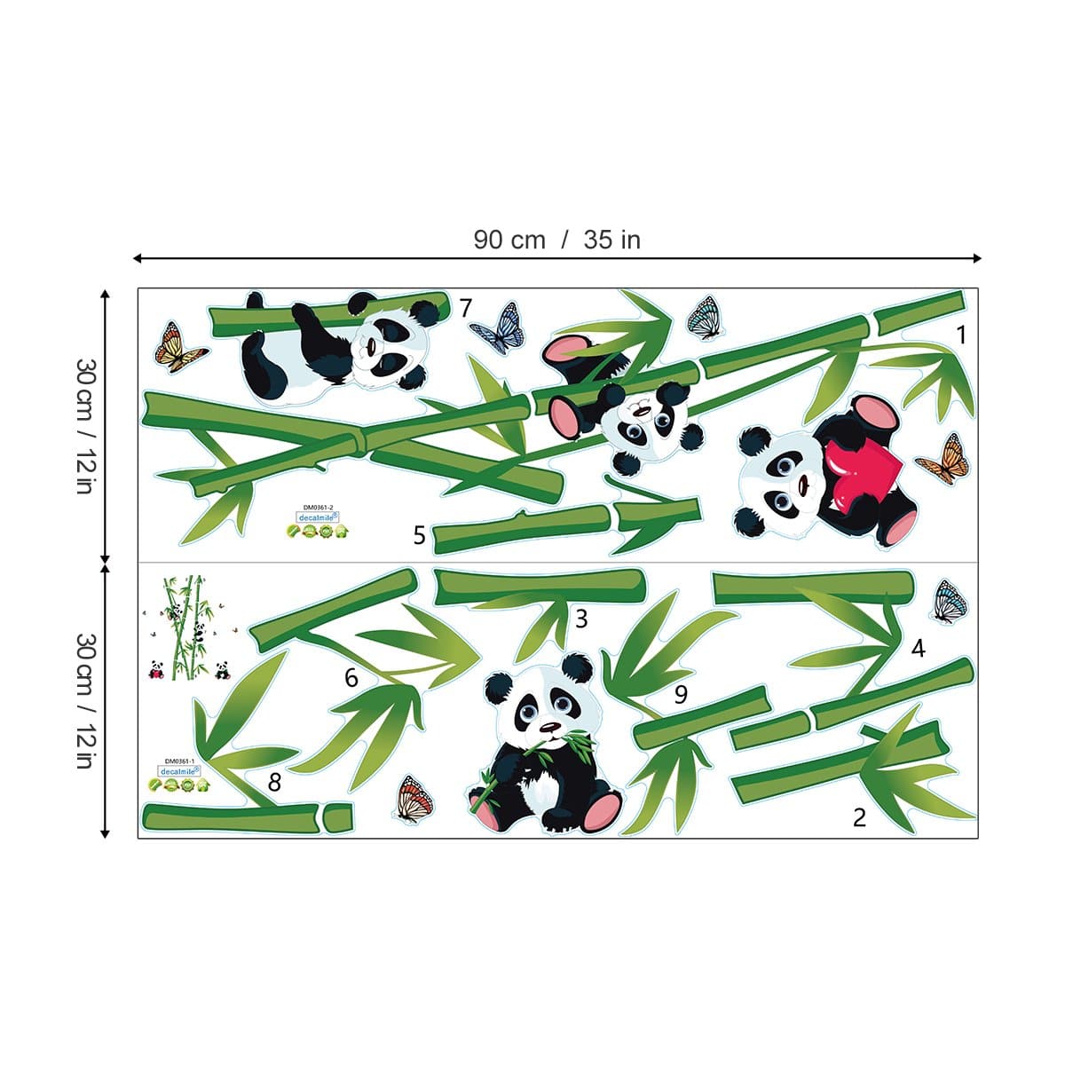 Panda and Bamboo Wall Decals