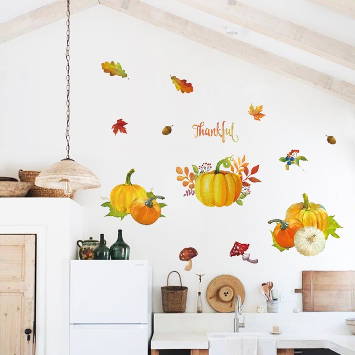 Pumpkin Fall Leaves Wall Decals