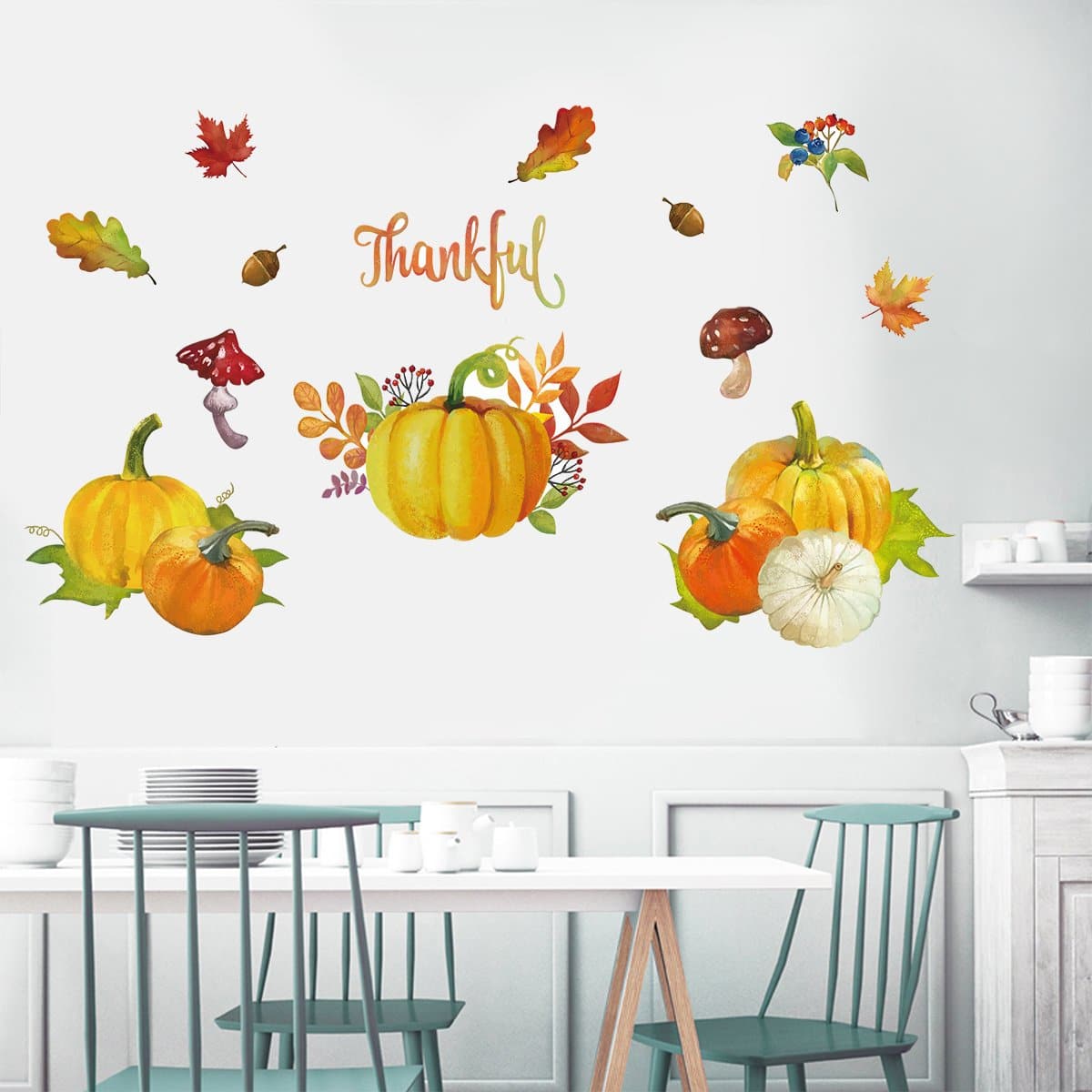 Pumpkin Fall Leaves Wall Decals