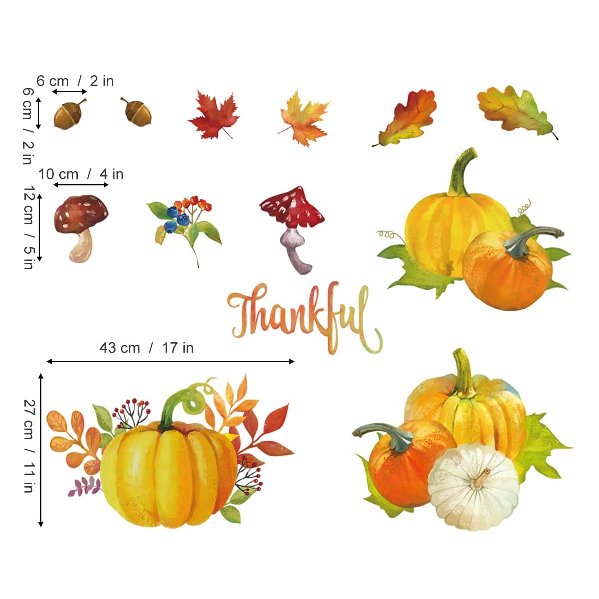 Pumpkin Fall Leaves Wall Decals