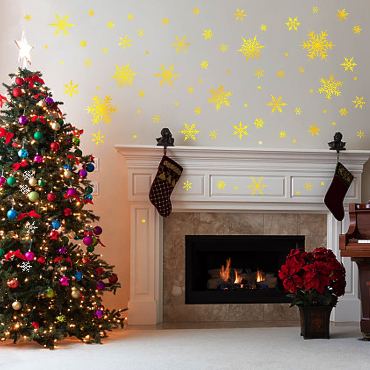 Christmas Gold Snowflakes Decals