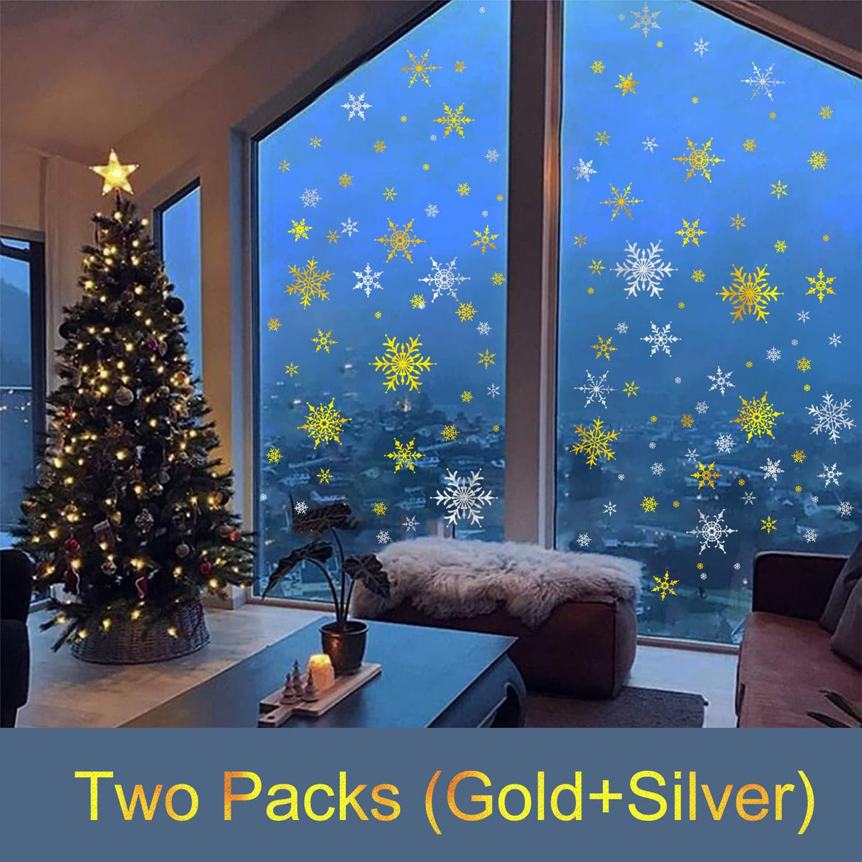 Christmas Gold Snowflakes Decals
