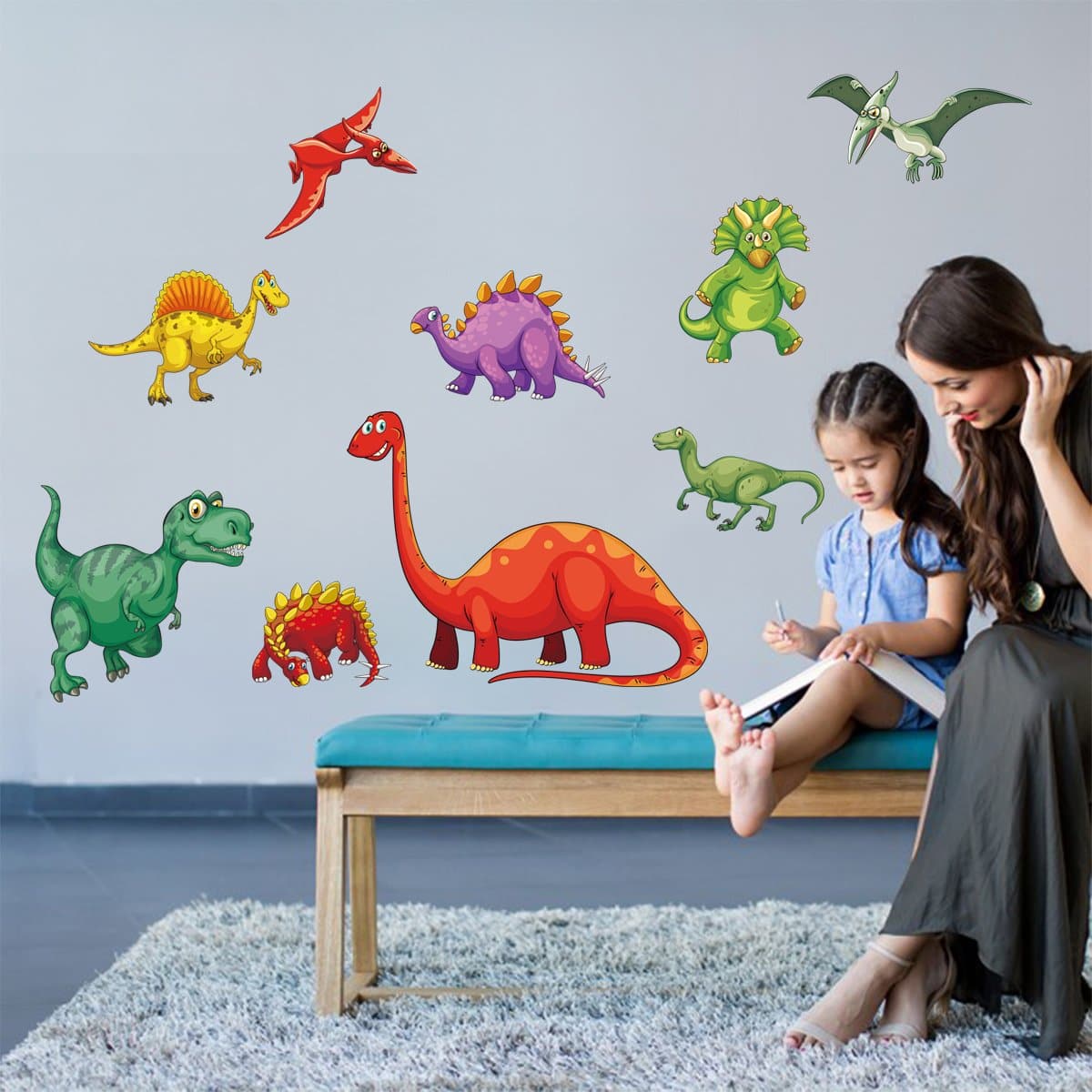 Colorful Dinosaur Wall Decals