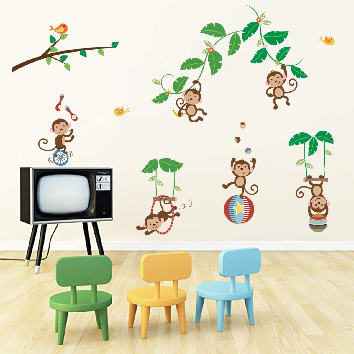 Monkey Tree Animal Wall Decals