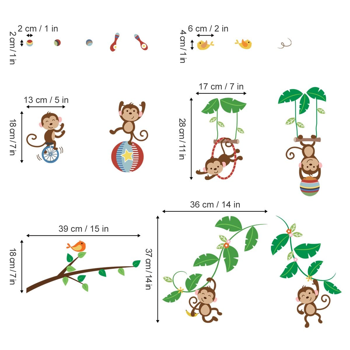Monkey Tree Animal Wall Decals
