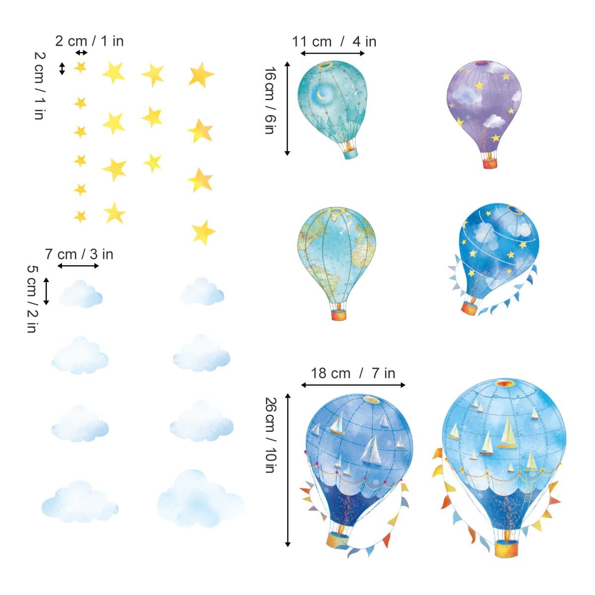 Hot Air Balloons Wall Decals