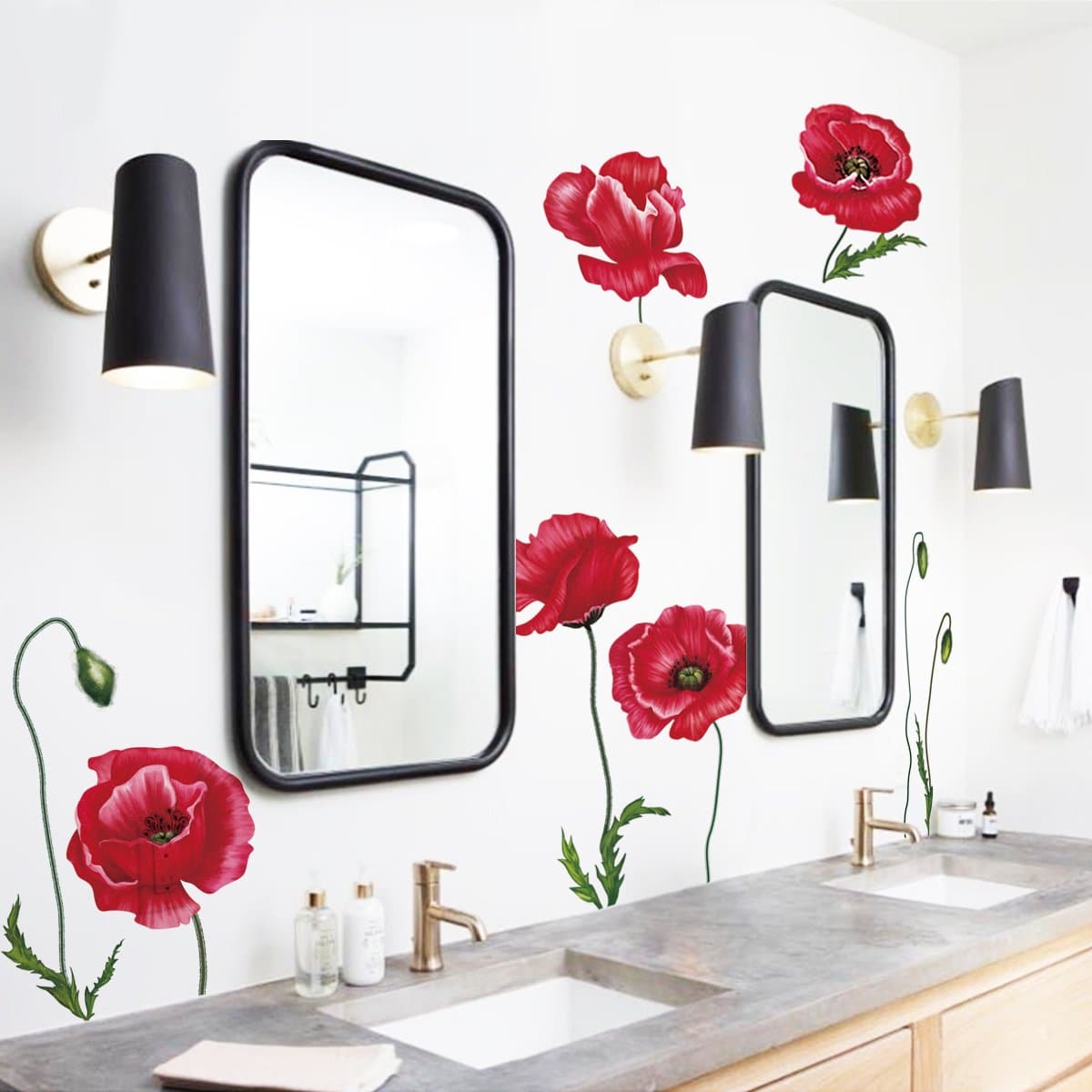 Red Poppy Flower Wall Decals