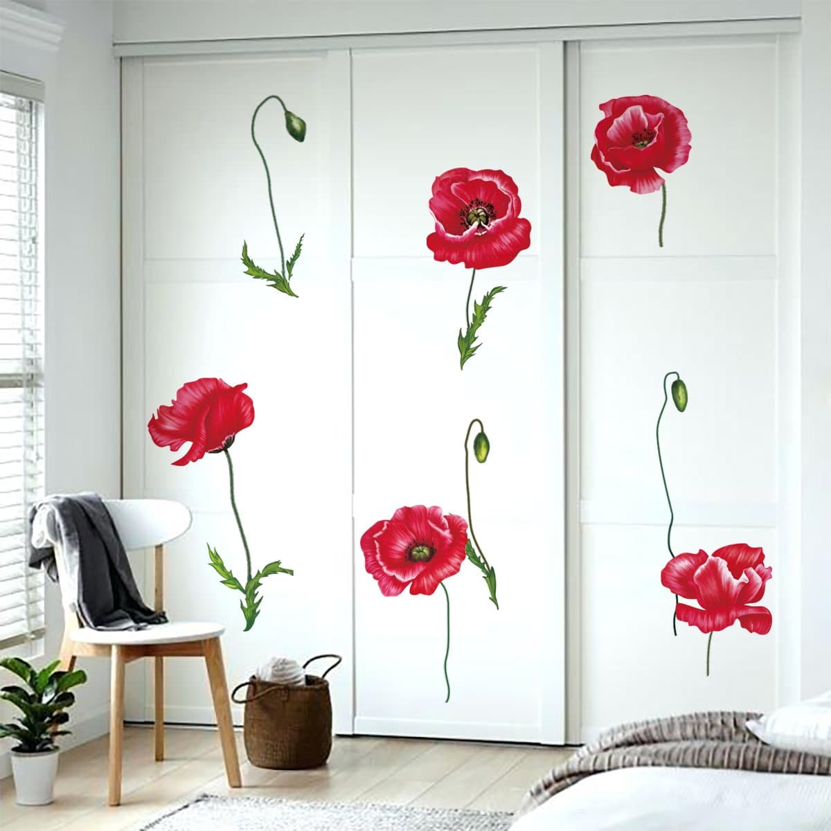 Red Poppy Flower Wall Decals