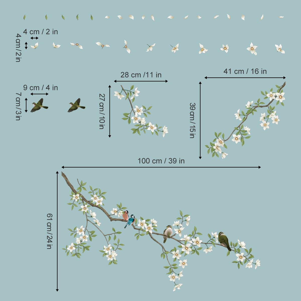 Birds on Tree Wall Decals