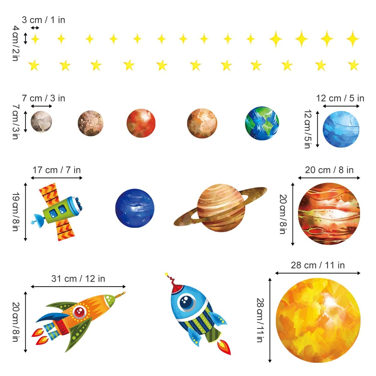 Space Planets Rockets Wall Decals