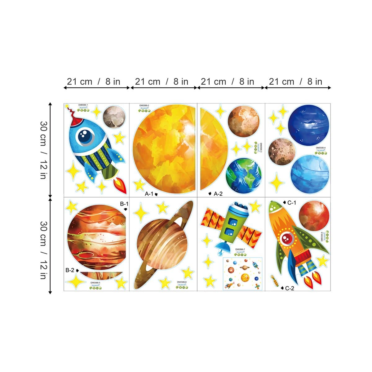 Space Planets Rockets Wall Decals