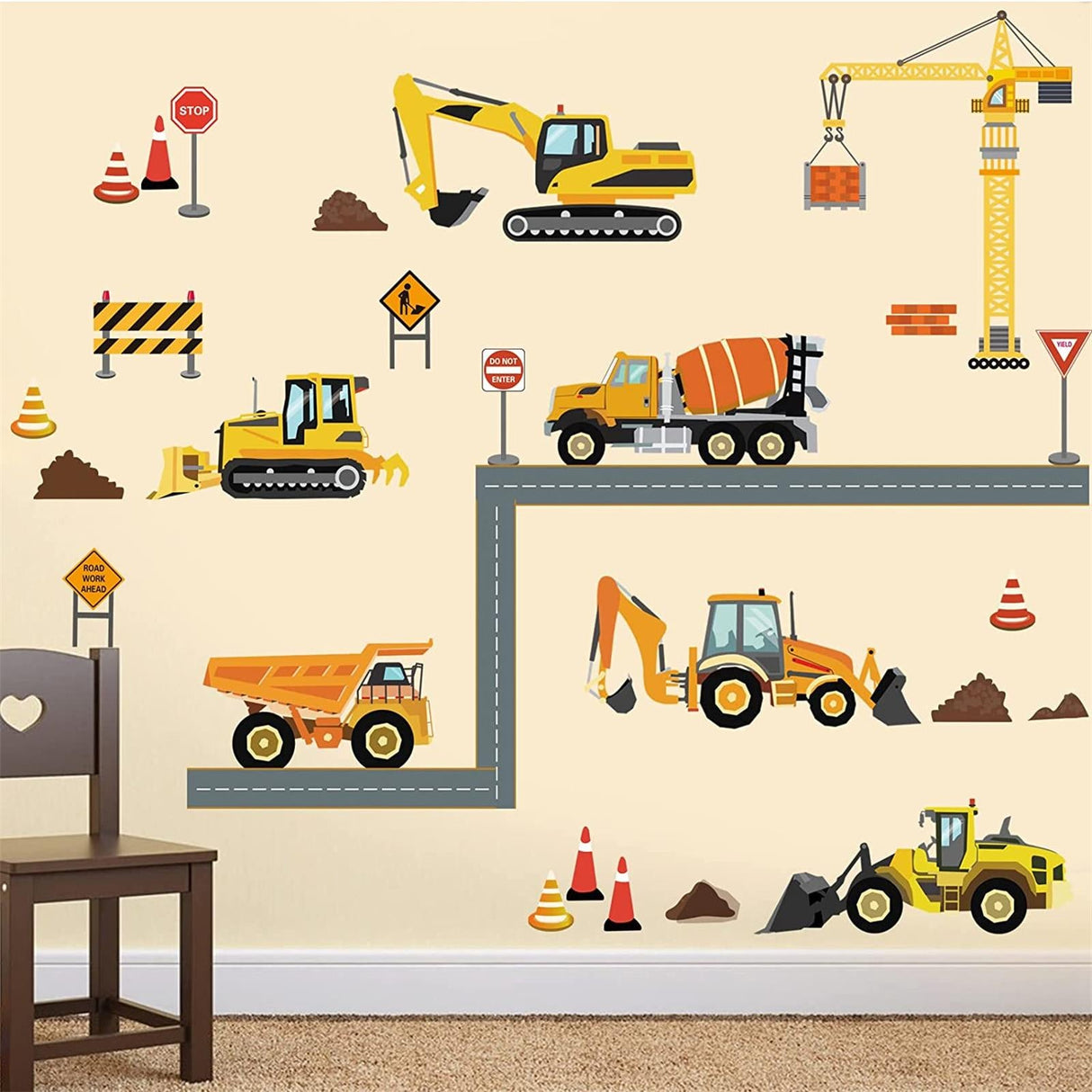 Construction Vehicles Wall Decals