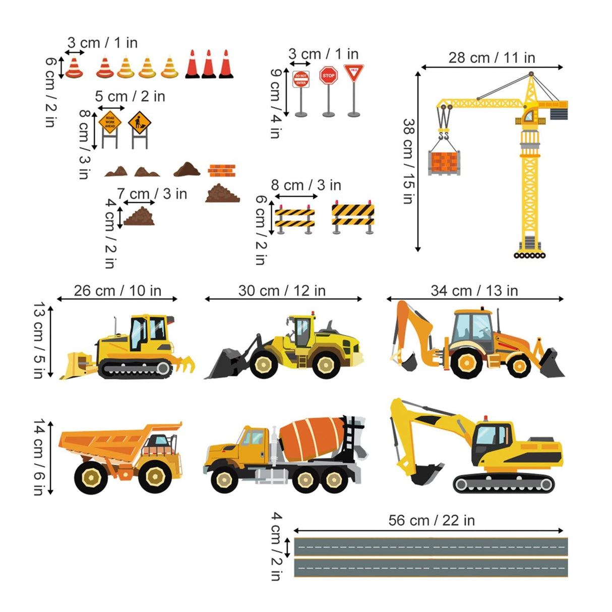 Construction Vehicles Wall Decals