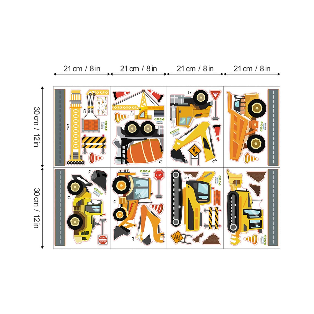 Construction Vehicles Wall Decals