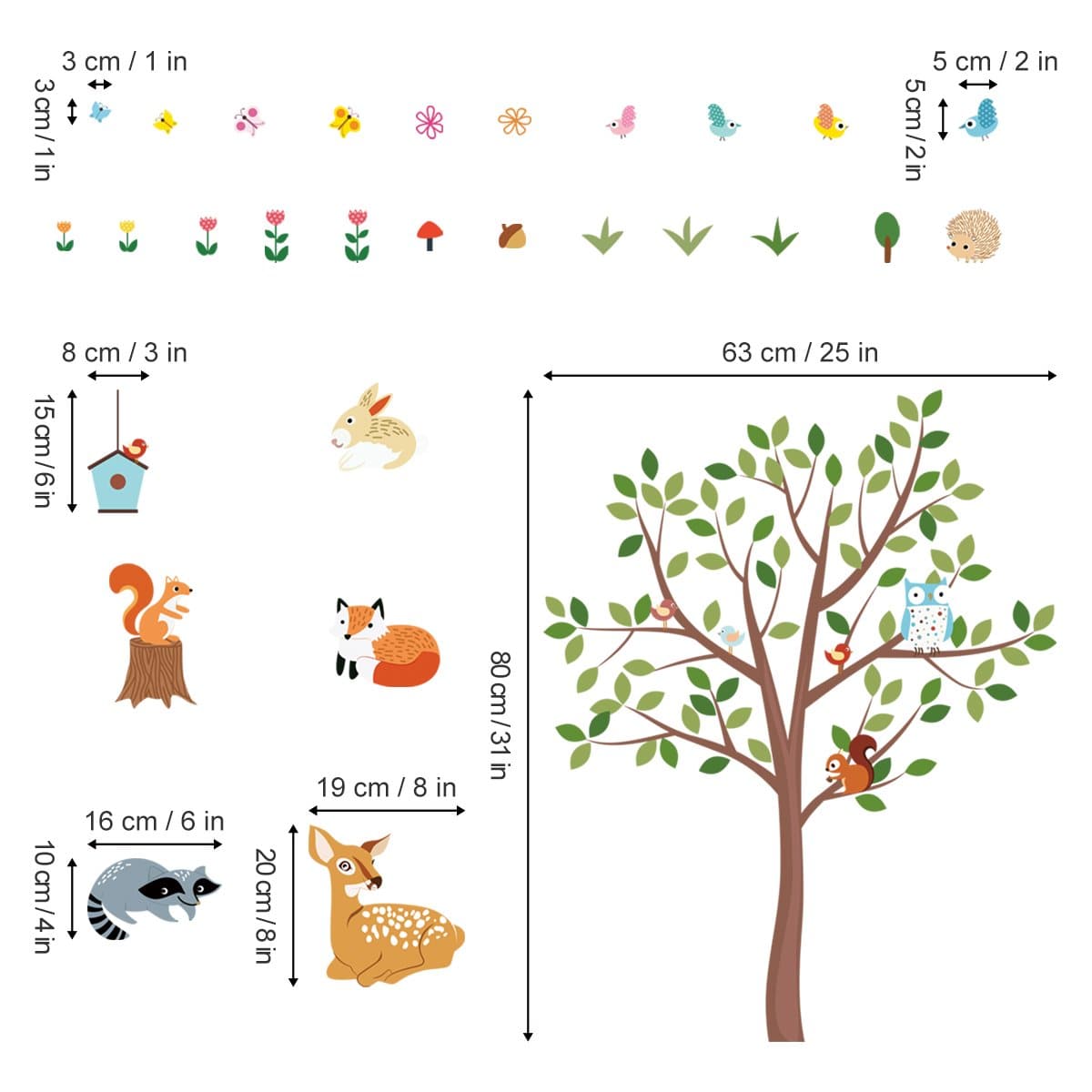 Forest Animals Tree Wall Decals