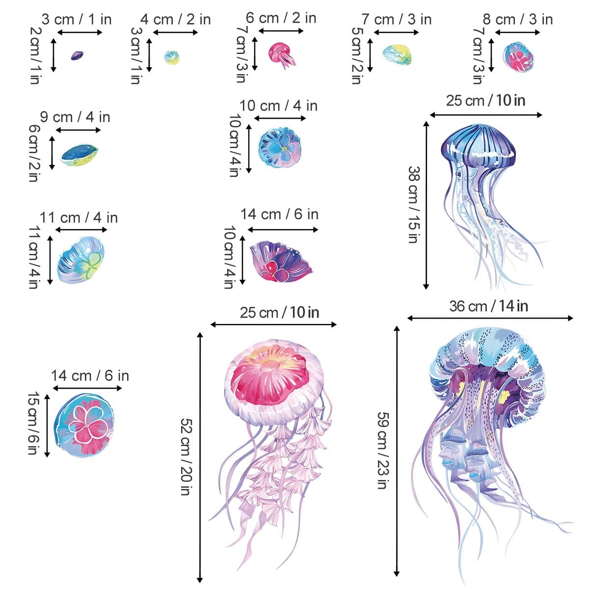 Colorful Ocean Jellyfish Wall Decals