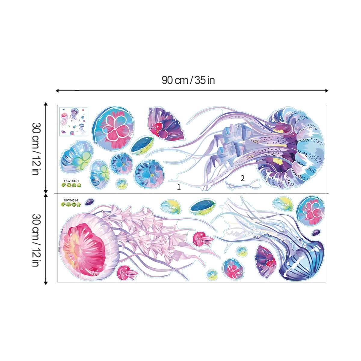 Colorful Ocean Jellyfish Wall Decals